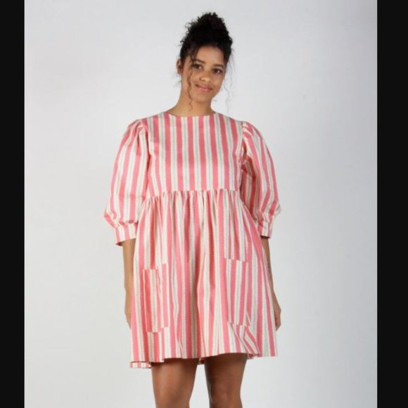 Birds of North America Pink Stripe Devil Downhead Dress - Picture 2 of 5